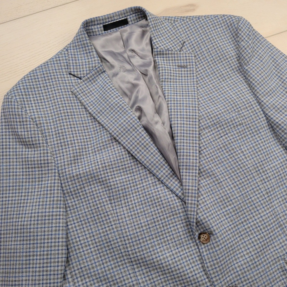 Lauren Ralph Lauren Mens 44S Blue Grey Check Blazer Sport Coat 2-Button Jacket